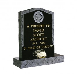 Part Pitched Black Granite with Pitched Border & Celtic Cross