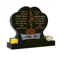 All Polished Twin Heart with Blasted & Coloured Rose Centre Deep Blasted Scroll