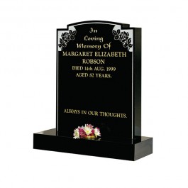 All Polished Black Granite with Blast Rose & Border Line Motif