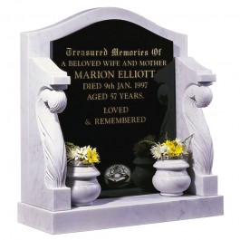 White Carrara Marble with Polished Black Granite Panel