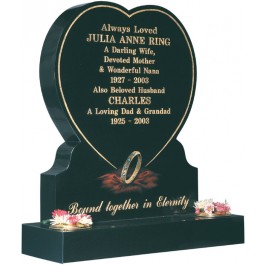 All Polished Black Granite Heart with Eternity Ring Design & Gilded Border Line