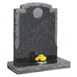 Part Pitched Blue Pearl Granite With Pitched Border with Tudor Rose Deep Blasted Motif