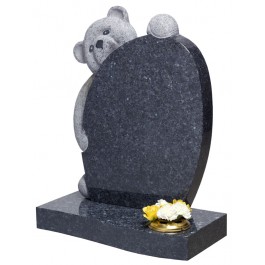 All Polished Blue Pearl Granite with Fully Carved Teddy Head & Paws