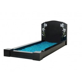 All Polished Black Granite Kerb Set with Blasted & Coloured Lily Design