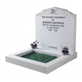 White Carrara Marble Mini Kerb Set with Deep Carved Floral Motif