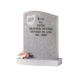 Light Grey Granite '1/2 O'Gee Part Polished with Relief Carved Ivy & Initial