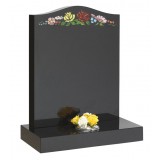 All Polished Black Granite O'Gee with Blasted Rose & Floral Design