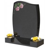 All Polished Black Granite 1/2 O'Gee, Barrel Sides, Fat to Thin Chamfer, Lightly Blasted & Coloured Roses