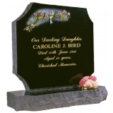 Part Pitched Black Granite with Lightly Blasted Bird & Branch Design