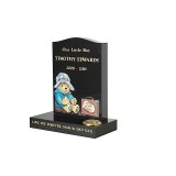 All Polished Black Granite with Paddington Bear & Case, Blasted & Coloured