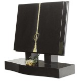 All Polished Black Granite Bible with Guilded Raised Cord & Tassel with Eternity Ring